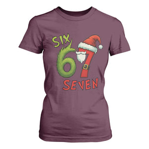 67 Six Seven Christmas Meme T Shirt For Women Funny Santa Xmas TS14 Maroon Print Your Wear