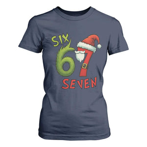 67 Six Seven Christmas Meme T Shirt For Women Funny Santa Xmas TS14 Navy Print Your Wear