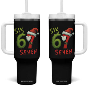 67 Six Seven Christmas Meme Tumbler With Handle Funny Santa Xmas TS14 One Size: 40 oz Black Print Your Wear