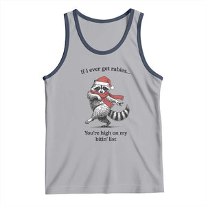 Funny Racoon Christmas Tank Top If I Ever Get Rabies You're High On My Bitting List TS14 Athletic Heather Navy Print Your Wear