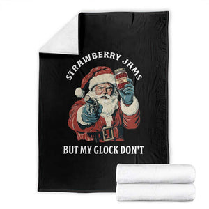 Strawberry Jams But My Gun Do Not Throw Blanket Funny Santa Gun Christmas TS14 Black Print Your Wear