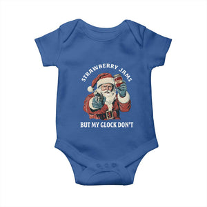 Strawberry Jams But My Gun Do Not Baby Onesie Funny Santa Gun Christmas TS14 Royal Blue Print Your Wear