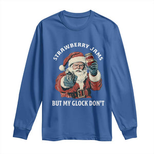 Strawberry Jams But My Gun Do Not Long Sleeve Shirt Funny Santa Gun Christmas TS14 Royal Blue Print Your Wear