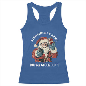 Strawberry Jams But My Gun Do Not Racerback Tank Top Funny Santa Gun Christmas TS14 Royal Blue Print Your Wear