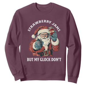 Strawberry Jams But My Gun Do Not Sweatshirt Funny Santa Gun Christmas TS14 Maroon Print Your Wear