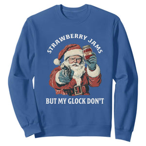 Strawberry Jams But My Gun Do Not Sweatshirt Funny Santa Gun Christmas TS14 Royal Blue Print Your Wear