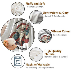 Funny Santa Gun Christmas Throw Blanket Strawberry Jams But My Gun Do Not TS14 Print Your Wear