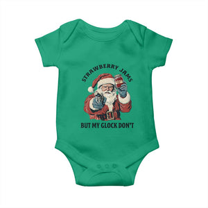 Funny Santa Gun Christmas Baby Onesie Strawberry Jams But My Gun Do Not TS14 Irish Green Print Your Wear