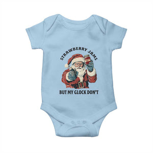 Funny Santa Gun Christmas Baby Onesie Strawberry Jams But My Gun Do Not TS14 Light Blue Print Your Wear