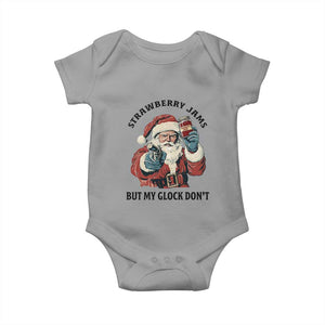 Funny Santa Gun Christmas Baby Onesie Strawberry Jams But My Gun Do Not TS14 Sport Gray Print Your Wear