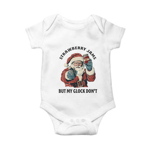 Funny Santa Gun Christmas Baby Onesie Strawberry Jams But My Gun Do Not TS14 White Print Your Wear