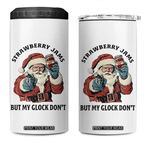Funny Santa Gun Christmas 4 in 1 Can Cooler Tumbler Strawberry Jams But My Gun Do Not TS14 One Size: 16 oz White Print Your Wear