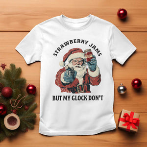 Funny Santa Gun Christmas T Shirt Strawberry Jams But My Gun Do Not TS14 White Print Your Wear