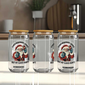 Funny Santa Gun Christmas Glass Can Strawberry Jams But My Gun Do Not TS14 Print Your Wear