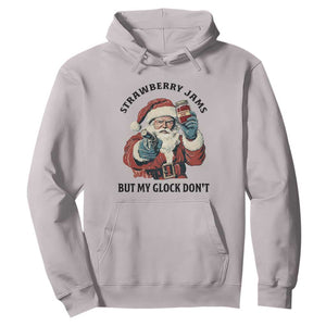 Funny Santa Gun Christmas Hoodie Strawberry Jams But My Gun Do Not TS14 Ice Gray Print Your Wear