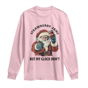 Funny Santa Gun Christmas Long Sleeve Shirt Strawberry Jams But My Gun Do Not TS14 Light Pink Print Your Wear