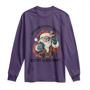Funny Santa Gun Christmas Long Sleeve Shirt Strawberry Jams But My Gun Do Not TS14 Purple Print Your Wear