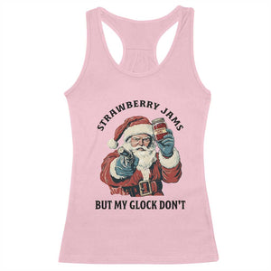 Funny Santa Gun Christmas Racerback Tank Top Strawberry Jams But My Gun Do Not TS14 Light Pink Print Your Wear