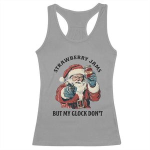 Funny Santa Gun Christmas Racerback Tank Top Strawberry Jams But My Gun Do Not TS14 Sport Gray Print Your Wear