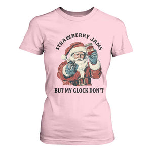 Funny Santa Gun Christmas T Shirt For Women Strawberry Jams But My Gun Do Not TS14 Light Pink Print Your Wear