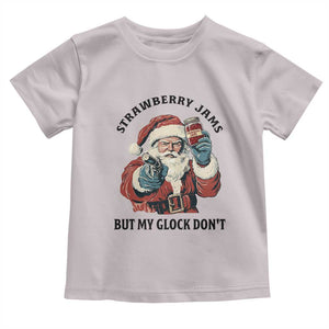 Funny Santa Gun Christmas Toddler T Shirt Strawberry Jams But My Gun Do Not TS14 Ice Gray Print Your Wear
