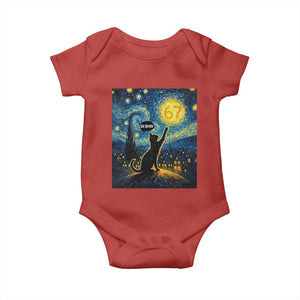 67 Cat Meme Baby Onesie Funny Six Seven Cat Starry Night Van Gogh TS14 Red Print Your Wear