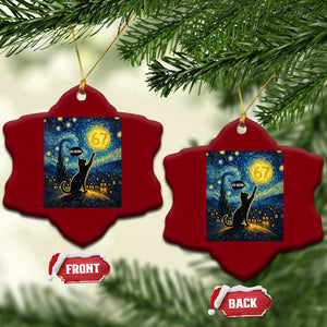 67 Cat Meme Ceramic Ornament Funny Six Seven Cat Starry Night Van Gogh TS14 Print Your Wear