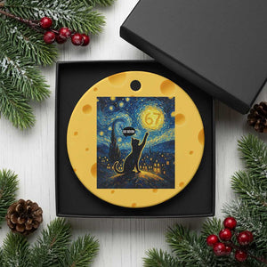 67 Cat Meme Ceramic Ornament Funny Six Seven Cat Starry Night Van Gogh TS14 1pc Yellow Cheese Print Your Wear
