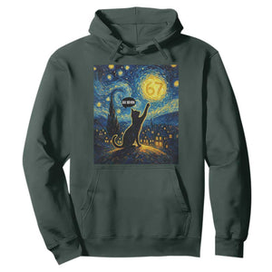 67 Cat Meme Hoodie Funny Six Seven Cat Starry Night Van Gogh TS14 Dark Forest Green Print Your Wear