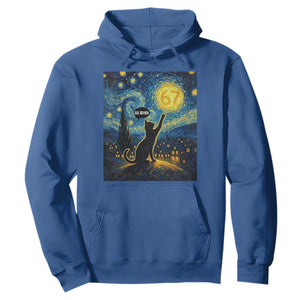 67 Cat Meme Hoodie Funny Six Seven Cat Starry Night Van Gogh TS14 Royal Blue Print Your Wear