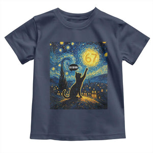 67 Cat Meme Toddler T Shirt Funny Six Seven Cat Starry Night Van Gogh TS14 Navy Print Your Wear