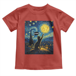 67 Cat Meme Toddler T Shirt Funny Six Seven Cat Starry Night Van Gogh TS14 Red Print Your Wear