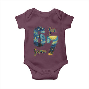 67 Six Seven Meme Baby Onesie Starry Night Van Gogh TS14 Maroon Print Your Wear