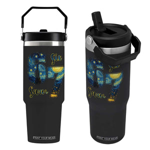 67 Six Seven Meme Flip Straw Tumbler Starry Night Van Gogh TS14 One Size: 30 oz Black Print Your Wear