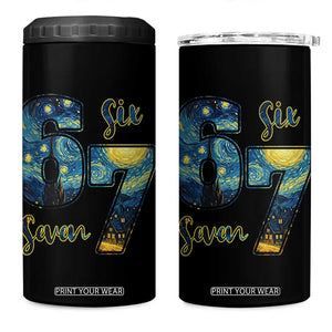 67 Six Seven Meme 4 in 1 Can Cooler Tumbler Starry Night Van Gogh TS14 One Size: 16 oz Black Print Your Wear