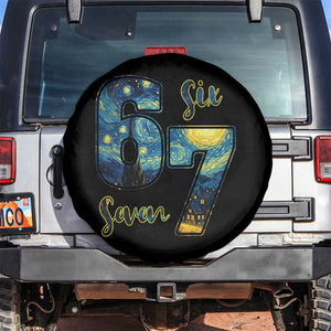 67 Six Seven Meme Spare Tire Cover Starry Night Van Gogh TS14 No hole Black Print Your Wear