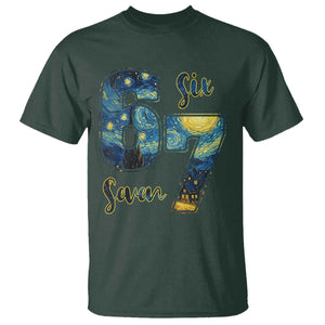 67 Six Seven Meme T Shirt Starry Night Van Gogh TS14 Dark Forest Green Print Your Wear