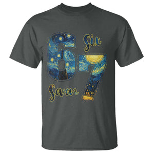 67 Six Seven Meme T Shirt Starry Night Van Gogh TS14 Dark Heather Print Your Wear
