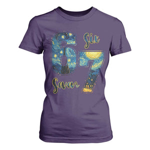 67 Six Seven Meme T Shirt For Women Starry Night Van Gogh TS14 Purple Print Your Wear