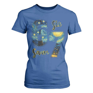 67 Six Seven Meme T Shirt For Women Starry Night Van Gogh TS14 Royal Blue Print Your Wear