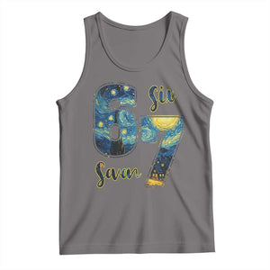 67 Six Seven Meme Tank Top Starry Night Van Gogh TS14 Deep Heather Print Your Wear