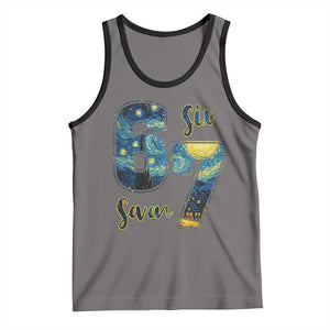 67 Six Seven Meme Tank Top Starry Night Van Gogh TS14 Deep Heather Black Print Your Wear