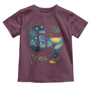 67 Six Seven Meme Toddler T Shirt Starry Night Van Gogh TS14 Maroon Print Your Wear