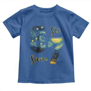 67 Six Seven Meme Toddler T Shirt Starry Night Van Gogh TS14 Royal Blue Print Your Wear