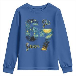 67 Six Seven Meme Youth Sweatshirt Starry Night Van Gogh TS14 Royal Blue Print Your Wear