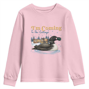 I Am Coming To The Cottage Youth Sweatshirt Stupid Canadian Wolf Bird TS14 Light Pink Print Your Wear
