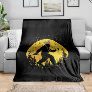 Mardi Gras Bigfoot Throw Blanket Funny Sasquatch Carnival Trendy Meme TS14 Print Your Wear