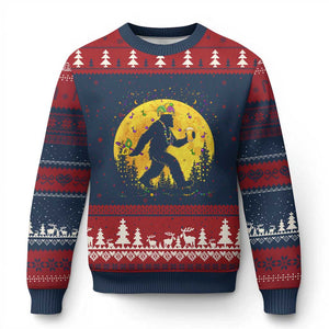 Mardi Gras Bigfoot Ugly Christmas Sweater Funny Sasquatch Carnival Trendy Meme TS14 Navy Red Print Your Wear