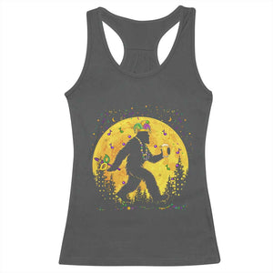 Mardi Gras Bigfoot Racerback Tank Top Funny Sasquatch Carnival Trendy Meme TS14 Dark Heather Print Your Wear