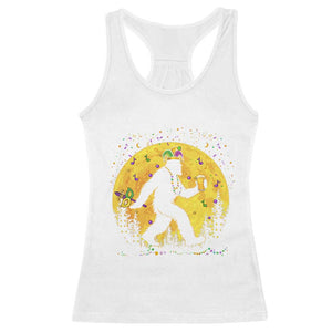 Mardi Gras Bigfoot Racerback Tank Top Funny Sasquatch Carnival Trendy Meme TS14 White Print Your Wear